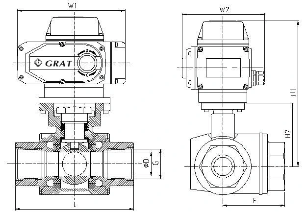 স্টেইনলেস স্টীল Ce সার্টিফাইড স্টেইনলেস স্টীল 3 ওয়ে ইলেকট্রিক অ্যাক্টিভেশন বল ভালভ 1